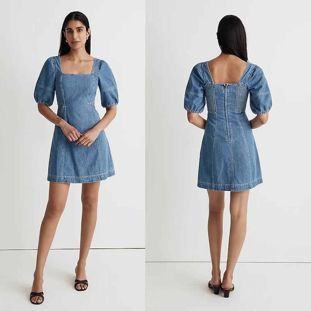 CHICLINE★denim puff-sleeved denim mini flare dress★ NWt New Joie Denim Puff Sleeve Mini Dress Size XL | eBay