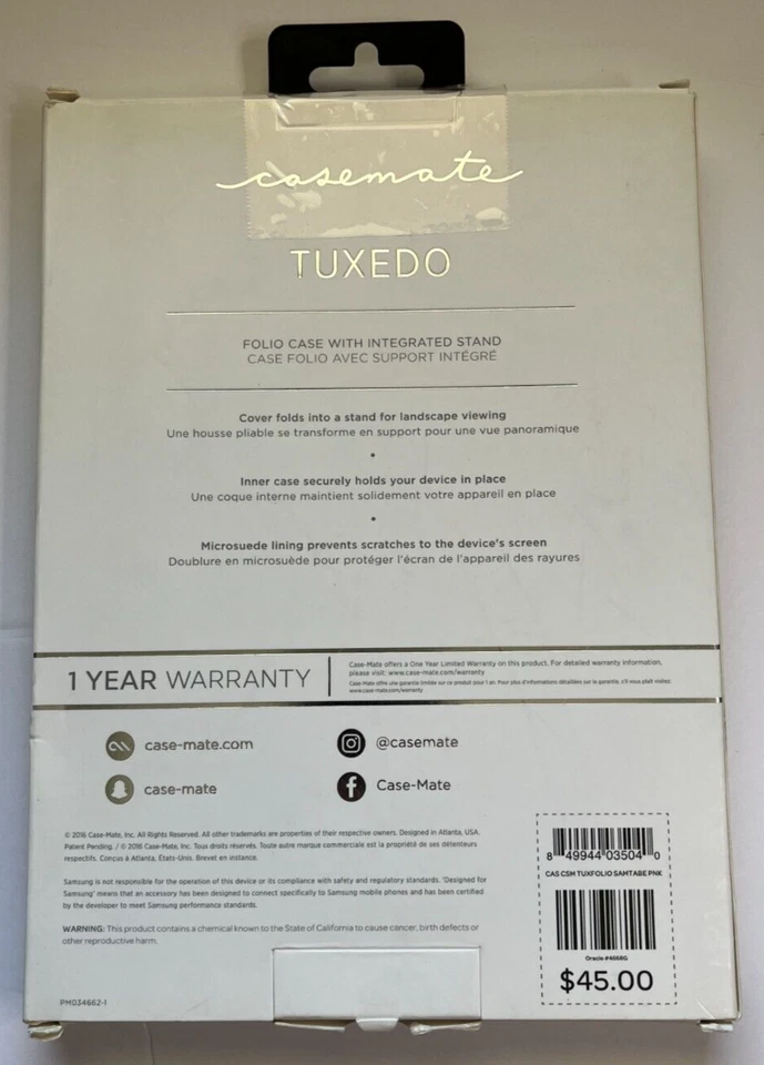 Case Mate Tuxedo Folio Case with Integrated Stand for Samsung Galaxy Tab E - Image 3 of 4