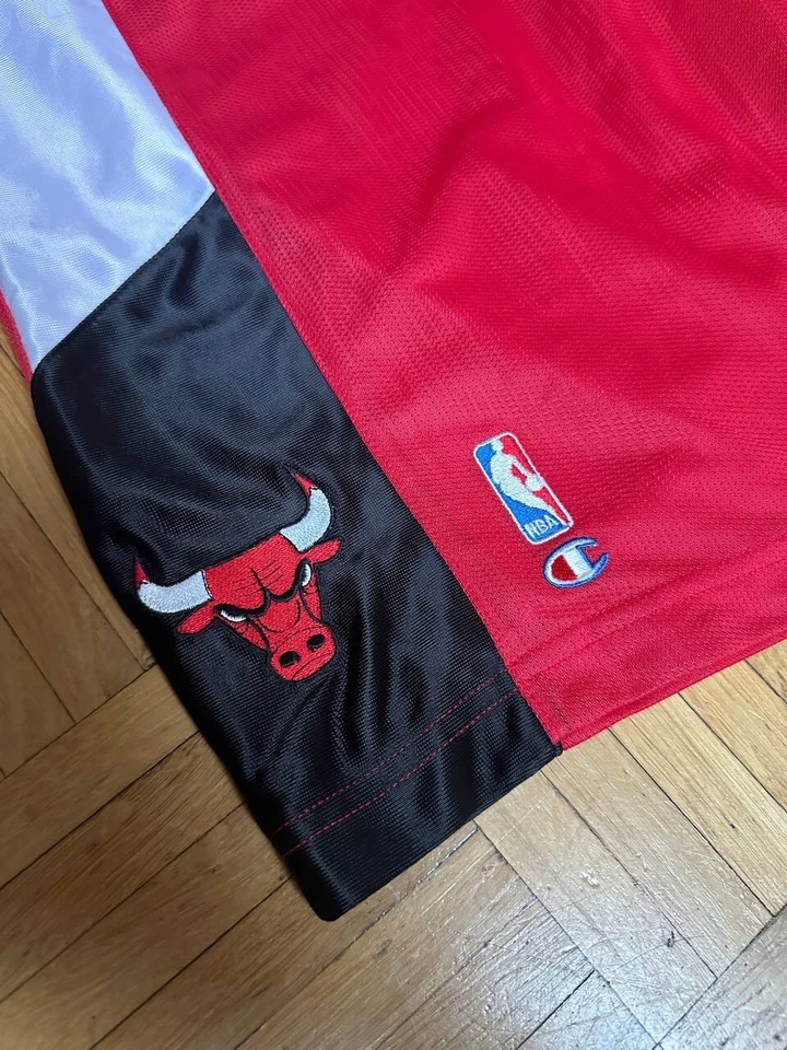Pantalones Cortos de Baloncesto Champion Chicago Bulls Retro SwingMan Blanco Rojo Talla L Nuevos con Etiquetas Foto 3 de 4