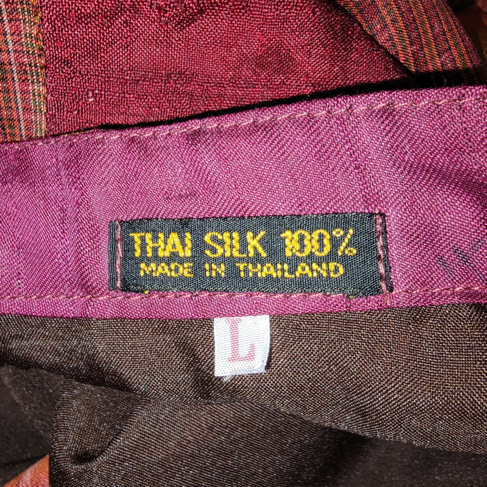 Thai Silk Mandarin collar patchwork jacket size L… - image 7