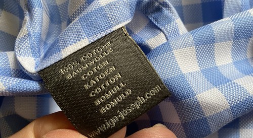 Camisa de lujo Ignatius Joseph 100% algodón a cuadros azul y blanco en 16,5 pulgadas/42 cms. - Imagen 12 de 14