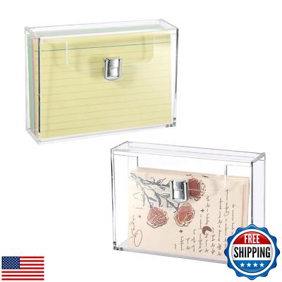 BTSKY 2 Pack Clear Acrylic Index Card Box for 4x6 Inch Cards, Index Card Hold