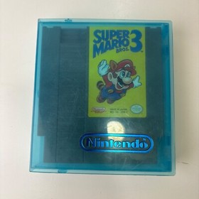 Nintendo Super Mario Bros 3 NES Game Cartridge Blue Protective Case 1985 Tested