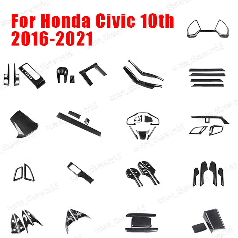 Carbon Fiber Gear Shift Panel Frame Cover Trim For Honda Civic 10th 2016-2021 - Imagem 2 de 4