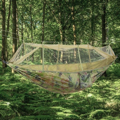 Double Person Camping Hammock With Mosquito Net Outdoor Hanging Swing Bed Travel - Picture 9 of 11