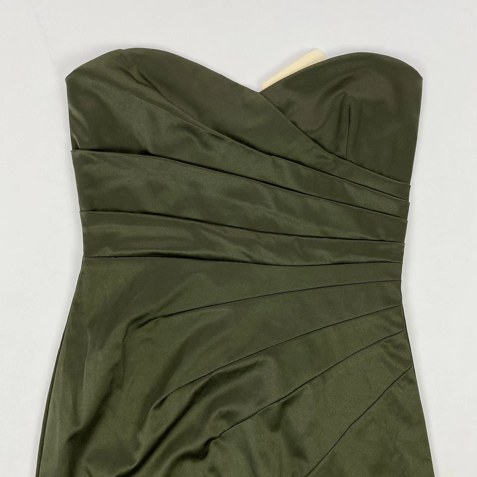 Sexy Vestido Mystic S Verde Oliva Funda Satén Sin Tirantes Corto Plisado Cóctel Foto 2 de 4