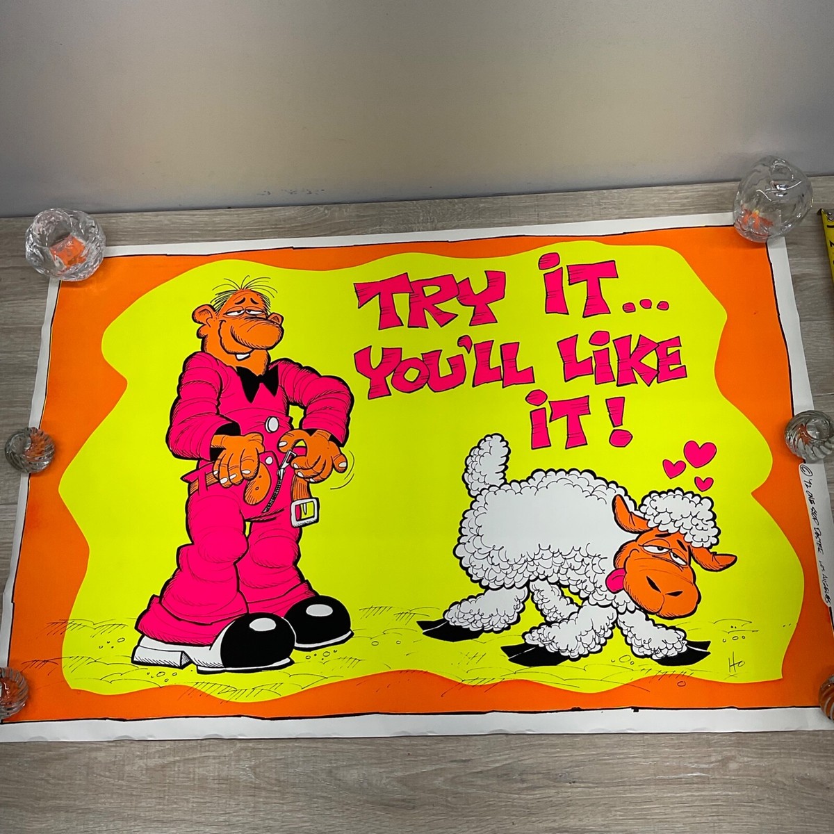 VINTAGE 1972 TRY IT YOU'LL LIKE IT BLACKLIGHT POSTER ONE STOP P6