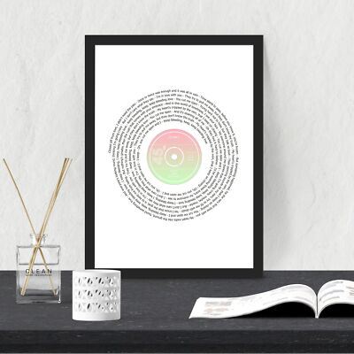 Individueller Vinyl Text Musik Druck, erstes Tanzlied, personalisierte Schallplatte Kunst,