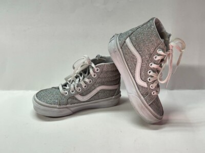 High Top Vans Kids Girly Vans Shoes VANS Sk8-Hi Silver Glitter