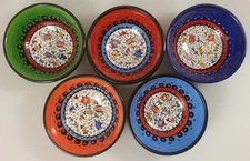 TURKISH CERAMIC BOWL SET OF 5 - 12cm / 4.72" - Multi-Color - Handmade - New