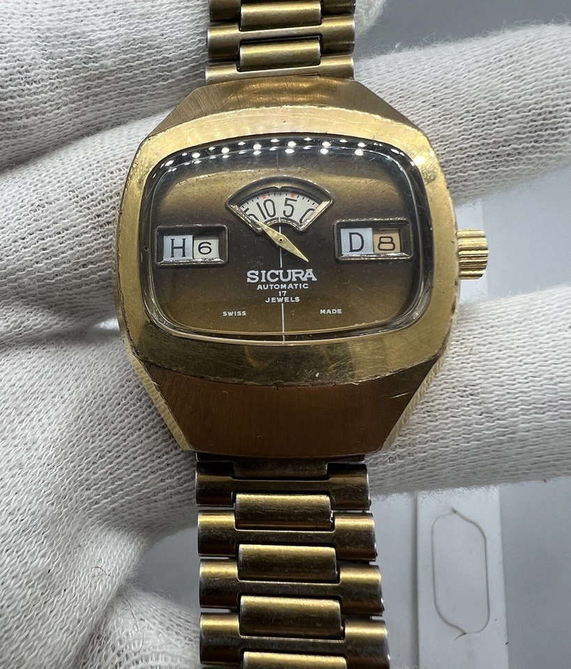 Reloj de pulsera vintage Sicura Jump Hour digital automático hecho en Suiza para hombre - 40 mm Foto 3 de 4