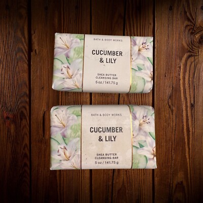 Set Of. 2 CUCUMBER & LILY Shea Butter Cleansing Bar 5 oz Bath & Body Works