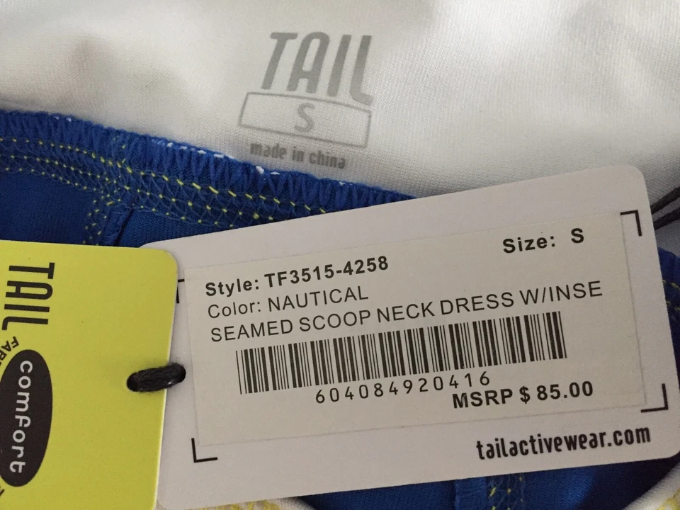 NUEVO TAIL Mujer Tenis UVSPF Ropa Activa Vestido Náutico Elástico DRYFIT 36" Pecho Foto 3 de 4