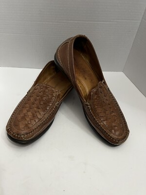 Johnston Murphy Woven Top Sheepskin Lined Brown Leather  display picture 2