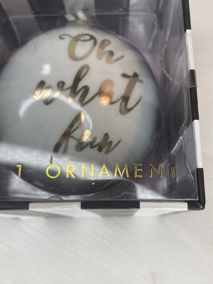 NUEVO 8 Oak Lane Blanco y Dorado OH QUÉ DIVERTIDO Porcelana Bola Redonda Adorno Foto 4 de 4