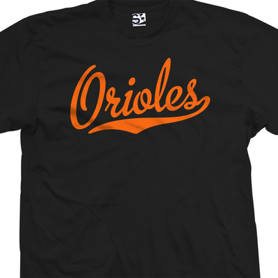 Orioles Script Tail Shirt | Baseball Team Star Cursive Unisex