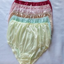 6 Nylon Big Underwear Granny Panties Soft Smooth Silky Woman High Waist 40"-45"