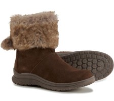 8 M MINNETONKA SOMERVILLE Women s Brown Suede Leather Boots Water Resistant