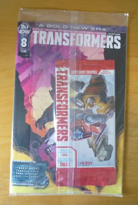 Transformers #8 Sealed Polybag with Trading Card Game Pack NM (2019) IDW Comics