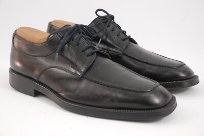 Santoni Nuvola Italy Black Leather Apron Toe Bluchers Men display picture 1