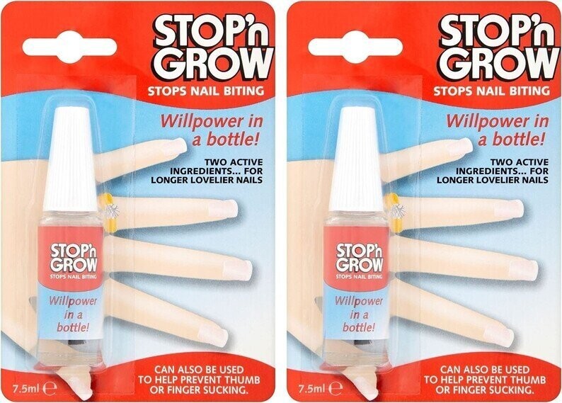 Stop N Grow Nail Biting Deterrent 7.5ml x2 | Bitter Nail Treatment