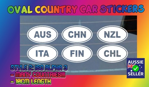 Oval car country code sticker registration international decal ISO 3 ...