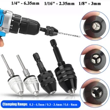 Round / Hex Shank Keyless Drill Chuck Screwdriver Bits Adaptor For Impact Driver