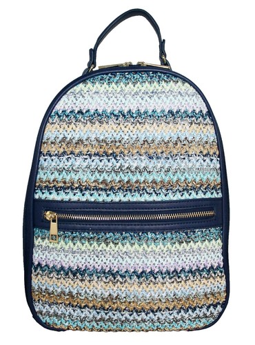 Tommy Bahama Navy Nylon Campus Backpack Tan Faux Leather  display picture 3