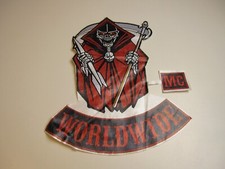 Vintage Large Grim Reaper Worldwide MC Back Patch BIS