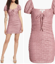 BP. Ruched Lace Minidress In Pink Nostalgia size M NWT