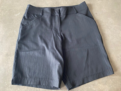 Nike Golf DriFit UV Black On Black Striped Womens Shorts Size M