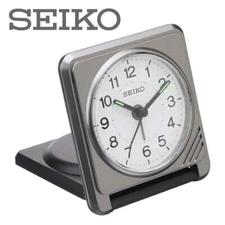 SEIKO Compact Folding Travel Clock Gray Metallic Japanese Domestic Model