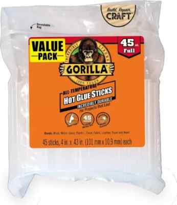Gorilla Hot Melt Glue Gun Sticks 11mm Full Size Lot Bulk 45Count All Surface New