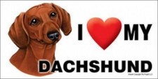 MAGNET--I Heart Love My DACHSHUND-RED -4" X 8" Auto, Fridge, Locker Magnet