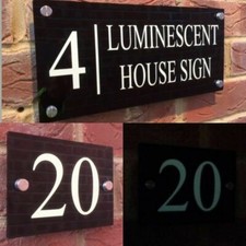 LUMINOUS MODERN HOUSE SIGN PLAQUE GLOSS BLACK DOOR NUMBER/STEET