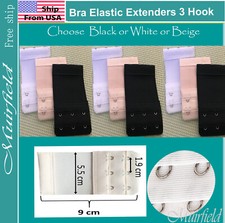 Bra Elastic Extenders 3 Hook Extension Black White Beige US SELLER