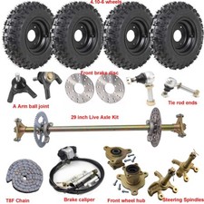 29" Rear Axle Kit Front Steering 6" Wheels Brake Sprocket Hub Go Kart Cart ATV