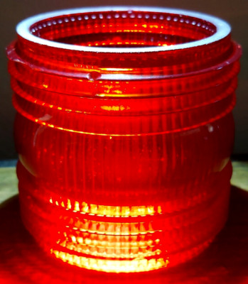 Vtg KOPP  Railroad Nautical Lantern Red Glass Lantern Globe Ribbed 4072-L-21