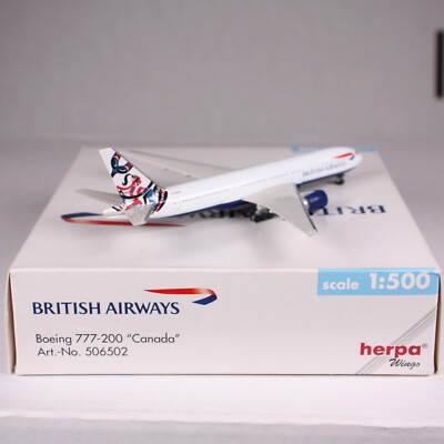 Herpa 506502 British Airways Canada Boeing 777-200 1:500 Model