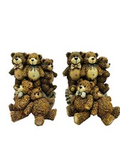 Vintage TCR Teddy Bear Pile Bookends Pile of Bears Pair Set of 2 Kids Nursery