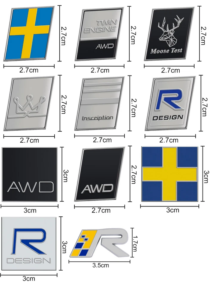 Para VOLVO Plata R Bota Trasera Emblema Adhesivo Bandera Logo Insignia V40 V50 V60 V70 V90 Foto 2 de 3