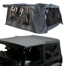 Soft Top Black For Jeep Wrangler 2DR 2010-17 Replacement With Tinted Rear Window