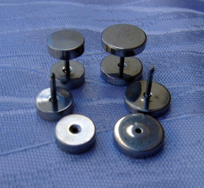 FLESH TUNNEL FAKE PLUG ILLUSION PIERCING OHR EAR CH.STAHL 1,2 MM X 10 MM HANTEL