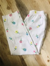 Vintage High Rise Wide Leg Pants Floral Pink Green Blue Yellow 80s 90s Sz S