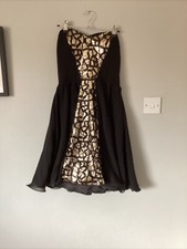 Quiz Size 14 Black and Gold Sequin FIT FLARE EVENING PARTY OCCASION DRESS