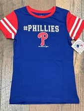 Philadelphia Phillies MLB Girls' Blue Graphic T-Shirt Size Large 10/12 - NWT
