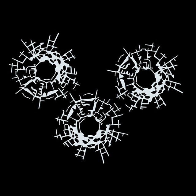 3Pcs/Set 18cm*13.5cm Bullet Holes Glass Art Car Stickers Vinyl Car