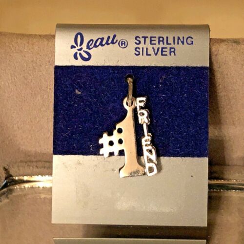 NEW Vtg Sterling Silver BEAU Bracelet Charm #1 Friend New on Card NOS - Picture 2 of 5