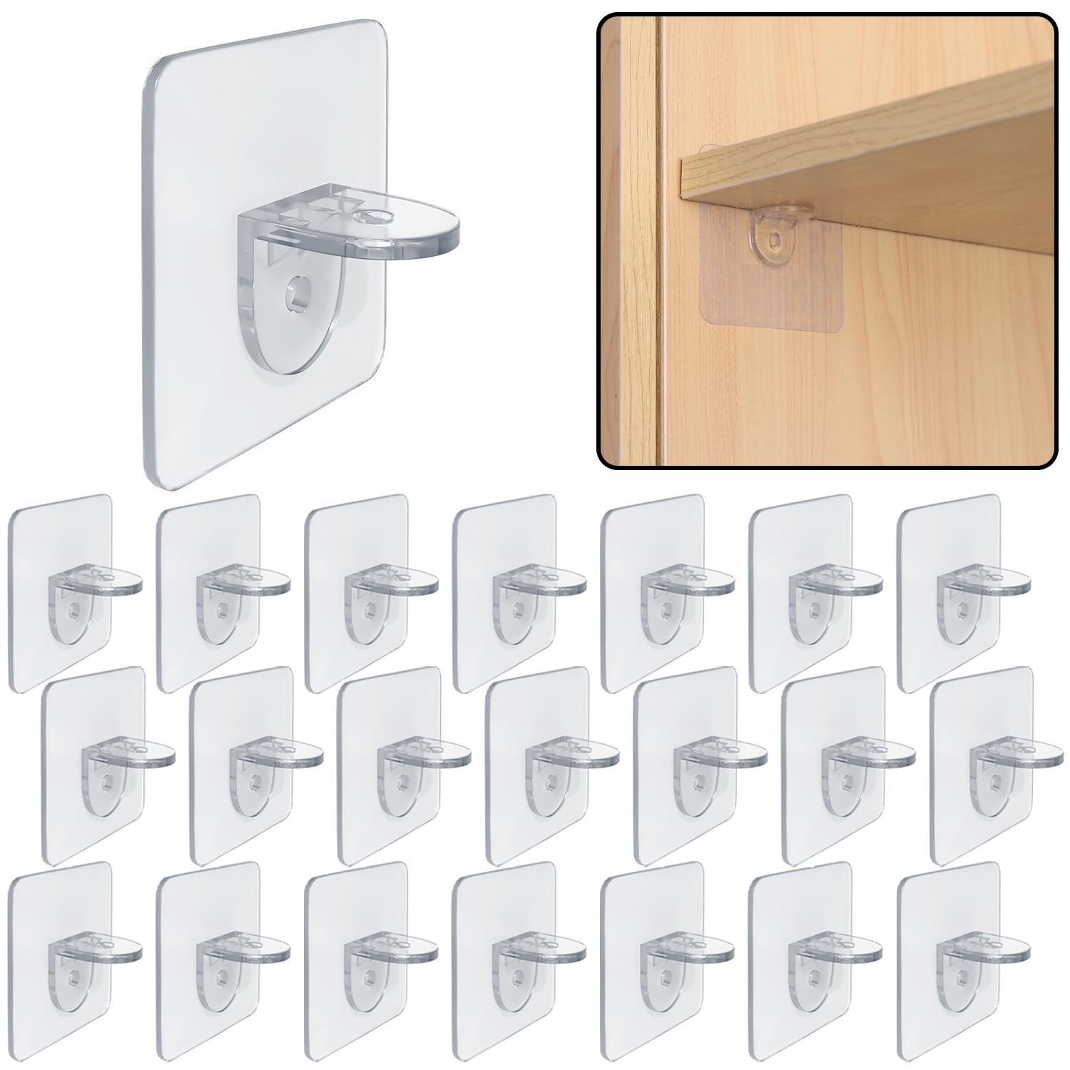20-Piece Self-Adhesive Plastic Shelf Support Pegs & Bracket Pins for Furniture
