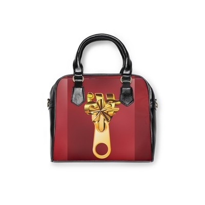 Shoulder Handbag, Stylish Shoulder Handbag with Gold Accent.